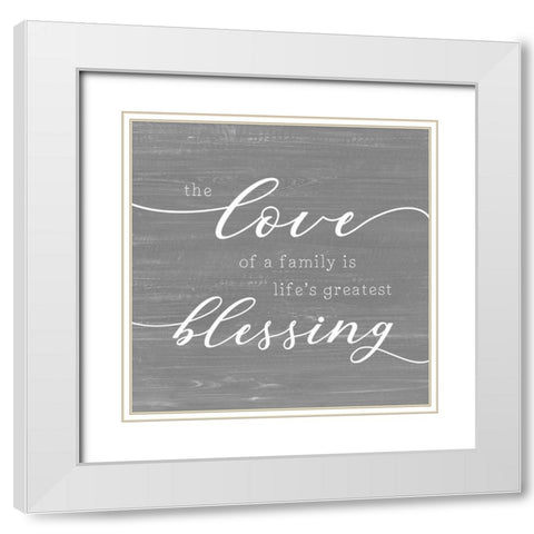 Family Blessing White Modern Wood Framed Art Print with Double Matting by CAD Designs