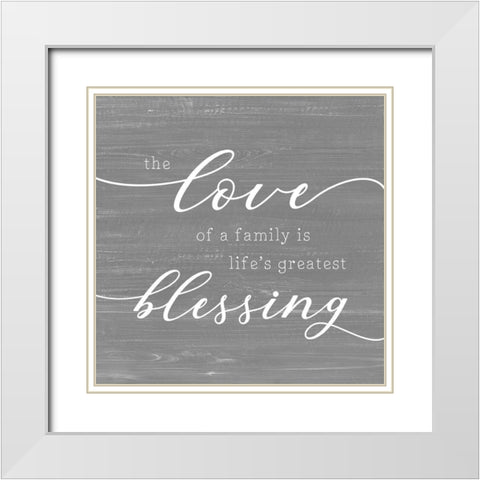 Family Blessing White Modern Wood Framed Art Print with Double Matting by CAD Designs