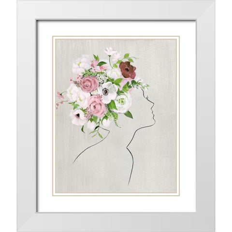 Floral Portrait I White Modern Wood Framed Art Print with Double Matting by Tava Studios