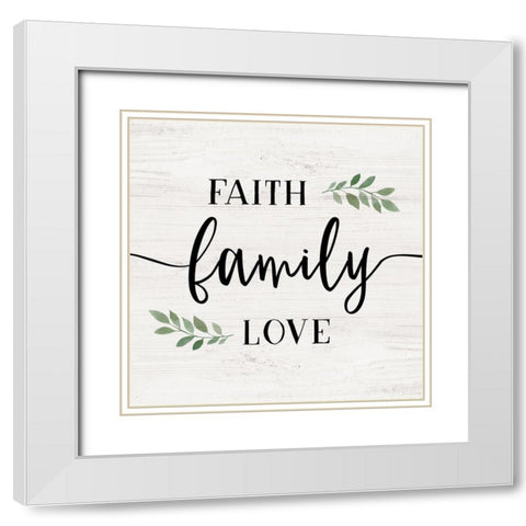 Faith Family White Modern Wood Framed Art Print with Double Matting by Carpentieri, Natalie