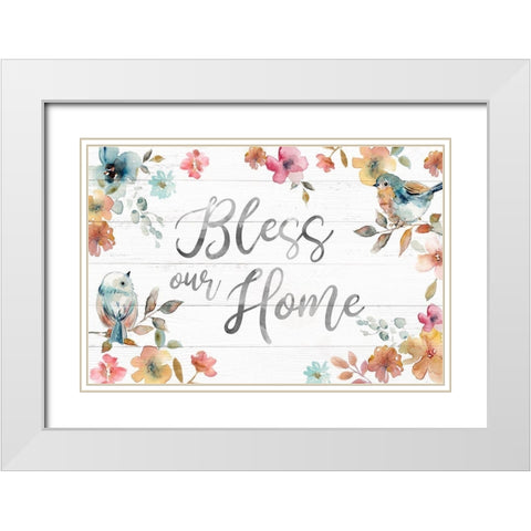 Bless Our Home White Modern Wood Framed Art Print with Double Matting by Robinson, Carol