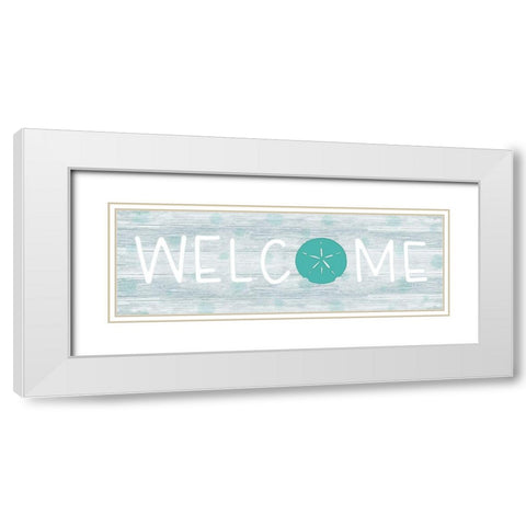 Welcome Shell White Modern Wood Framed Art Print with Double Matting by CAD Designs
