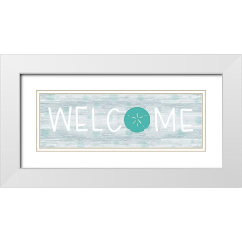 Welcome Shell White Modern Wood Framed Art Print with Double Matting by CAD Designs