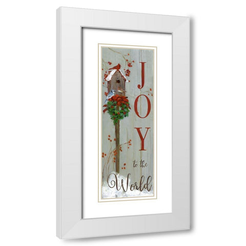 Joy Cardinals White Modern Wood Framed Art Print with Double Matting by Swatland, Sally