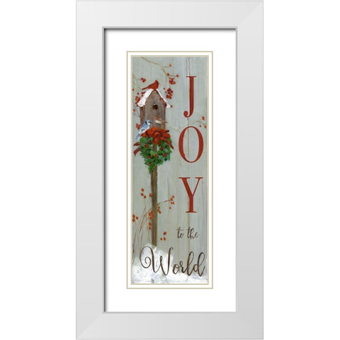 Joy Cardinals White Modern Wood Framed Art Print with Double Matting by Swatland, Sally