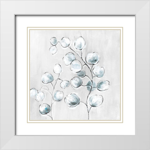 Soft Eucalyptus II White Modern Wood Framed Art Print with Double Matting by Nan