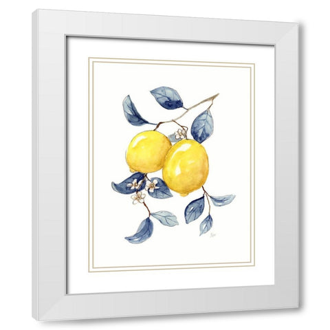 Odyssey Lemons I White Modern Wood Framed Art Print with Double Matting by Nan