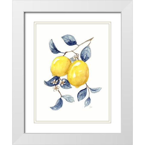Odyssey Lemons I White Modern Wood Framed Art Print with Double Matting by Nan