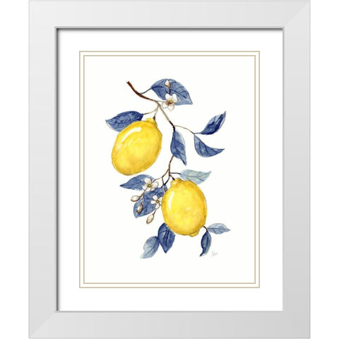 Odyssey Lemons II White Modern Wood Framed Art Print with Double Matting by Nan