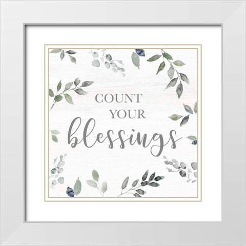 Blessings White Modern Wood Framed Art Print with Double Matting by Robinson, Carol