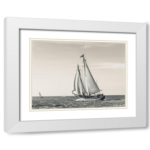 Ocean Schooner White Modern Wood Framed Art Print with Double Matting by Delimont, Danita