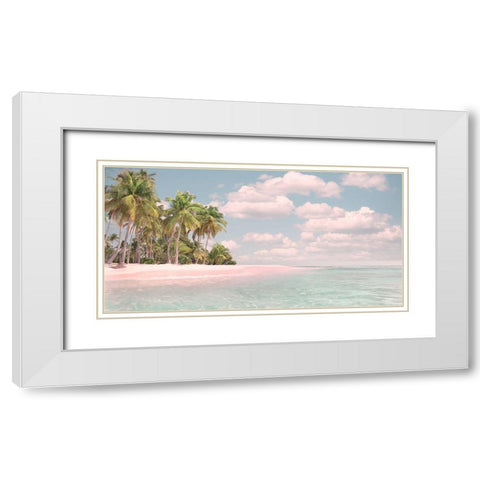 Pink Sand and Palms White Modern Wood Framed Art Print with Double Matting by Calascibetta, Mike