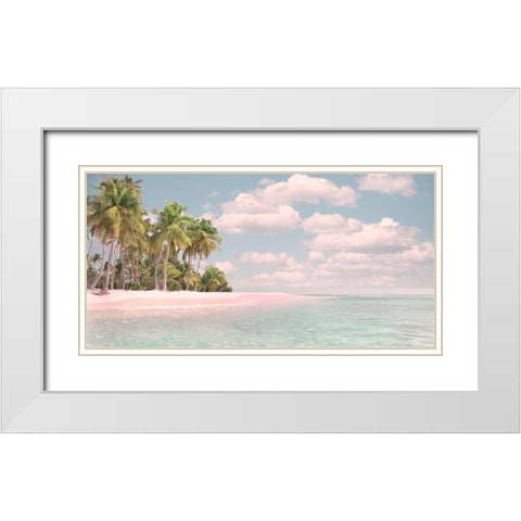 Pink Sand and Palms White Modern Wood Framed Art Print with Double Matting by Calascibetta, Mike