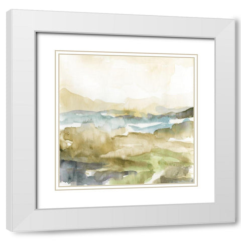 Spectrum Mountains White Modern Wood Framed Art Print with Double Matting by Nan