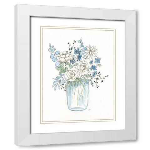 Softly Whisper Bouquet II White Modern Wood Framed Art Print with Double Matting by Nan