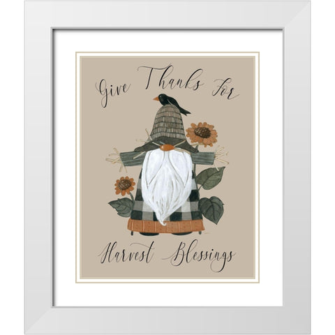 Harvest Gnomes Blessing White Modern Wood Framed Art Print with Double Matting by Finn, Livi