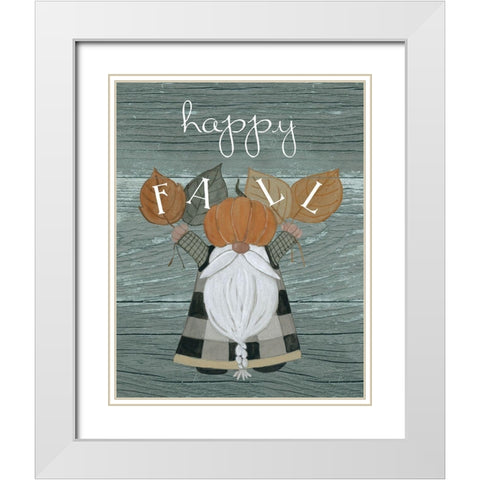Harvest Gnomes Happy Fall White Modern Wood Framed Art Print with Double Matting by Finn, Livi
