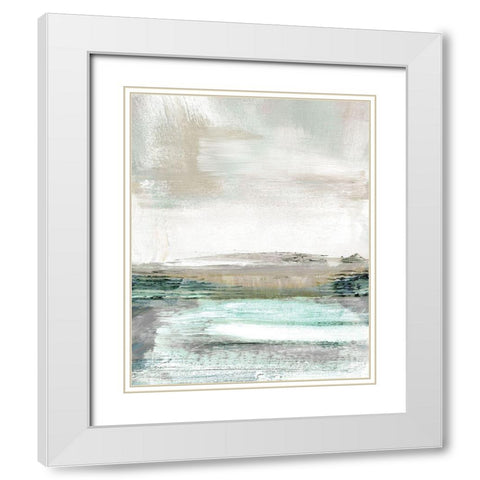 Summer Teal I White Modern Wood Framed Art Print with Double Matting by Shapiro, Judith