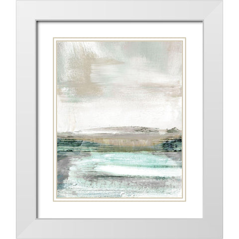 Summer Teal I White Modern Wood Framed Art Print with Double Matting by Shapiro, Judith