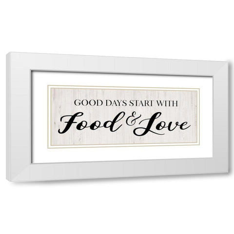 Food and Love White Modern Wood Framed Art Print with Double Matting by CAD Designs