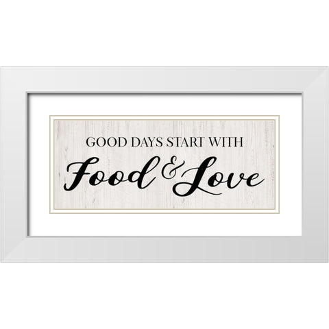 Food and Love White Modern Wood Framed Art Print with Double Matting by CAD Designs