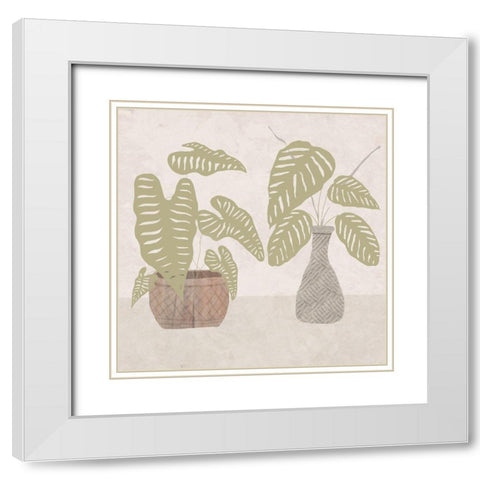 Potted Still Life White Modern Wood Framed Art Print with Double Matting by Santiago, Daniela