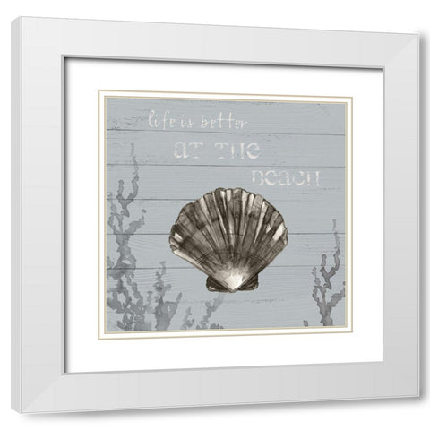 Seaside Sentiment IV White Modern Wood Framed Art Print with Double Matting by Robinson, Carol