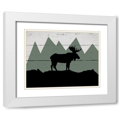 Mountain Moose White Modern Wood Framed Art Print with Double Matting by Craven, Katrina