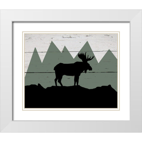 Mountain Moose White Modern Wood Framed Art Print with Double Matting by Craven, Katrina