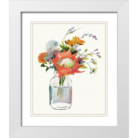 Protea White Modern Wood Framed Art Print with Double Matting by Troise Heidel, Theresa