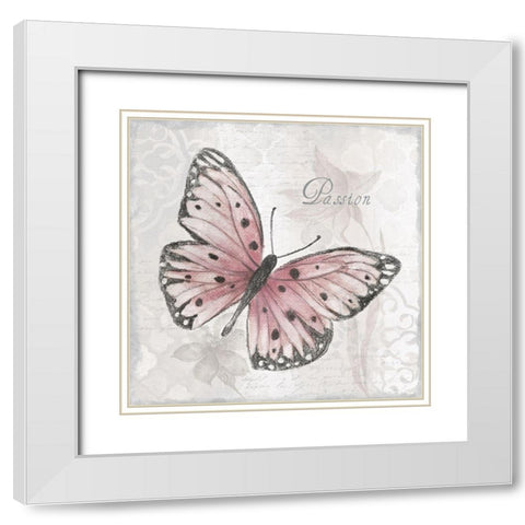 Passion Butterfly White Modern Wood Framed Art Print with Double Matting by Tava Studios