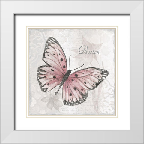 Passion Butterfly White Modern Wood Framed Art Print with Double Matting by Tava Studios
