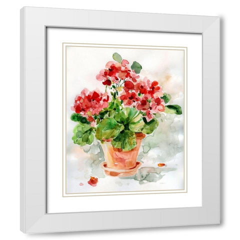 Summer Geranium I White Modern Wood Framed Art Print with Double Matting by Robinson, Carol
