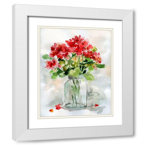 Summer Geranium II White Modern Wood Framed Art Print with Double Matting by Robinson, Carol