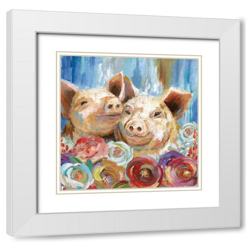Coming Up Roses White Modern Wood Framed Art Print with Double Matting by Nan