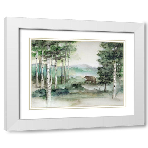 Bear Mountain White Modern Wood Framed Art Print with Double Matting by Nan