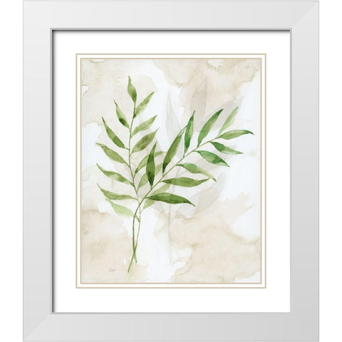 Botanical Bliss I White Modern Wood Framed Art Print with Double Matting by Nan