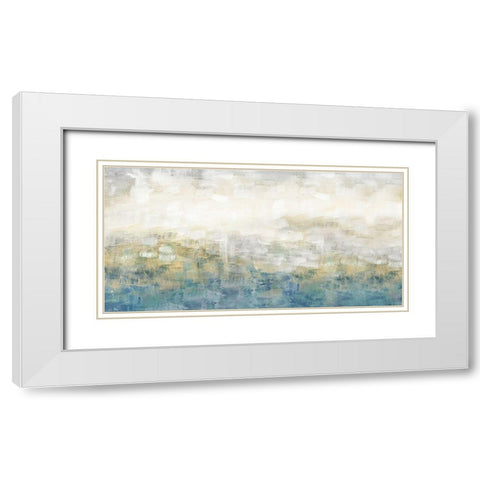 Color Block Horizon White Modern Wood Framed Art Print with Double Matting by Nan