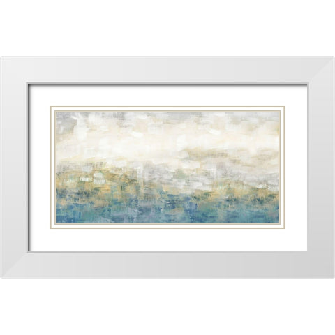 Color Block Horizon White Modern Wood Framed Art Print with Double Matting by Nan