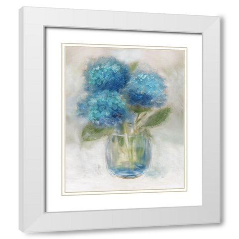 Bedazzled in Blue II White Modern Wood Framed Art Print with Double Matting by Nan