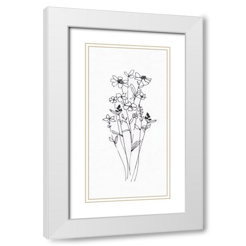 Wildflowers Sketch I White Modern Wood Framed Art Print with Double Matting by Swatland, Sally