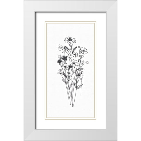 Wildflowers Sketch II White Modern Wood Framed Art Print with Double Matting by Swatland, Sally