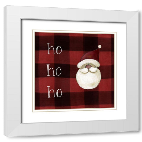 HO HO HO White Modern Wood Framed Art Print with Double Matting by Robinson, Carol