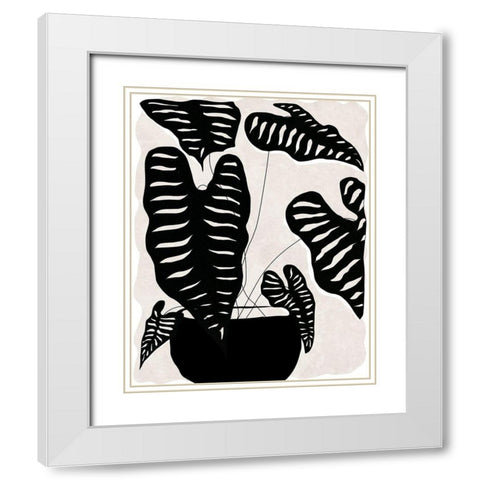 Black and White Potted Plant II White Modern Wood Framed Art Print with Double Matting by Santiago, Daniela