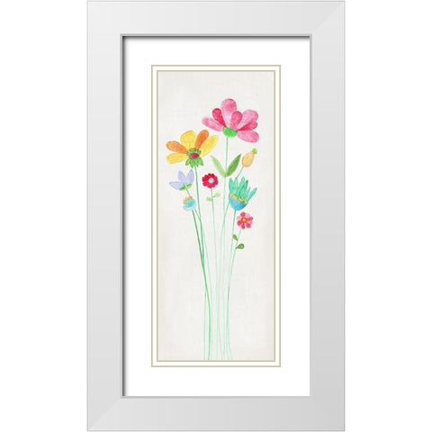Whimsy Flowers II White Modern Wood Framed Art Print with Double Matting by Tava Studios