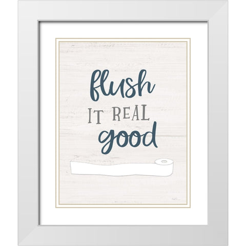 Flush it White Modern Wood Framed Art Print with Double Matting by Carpentieri, Natalie