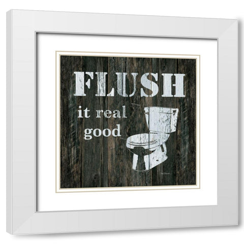 Flush it Real Good White Modern Wood Framed Art Print with Double Matting by Robinson, Carol