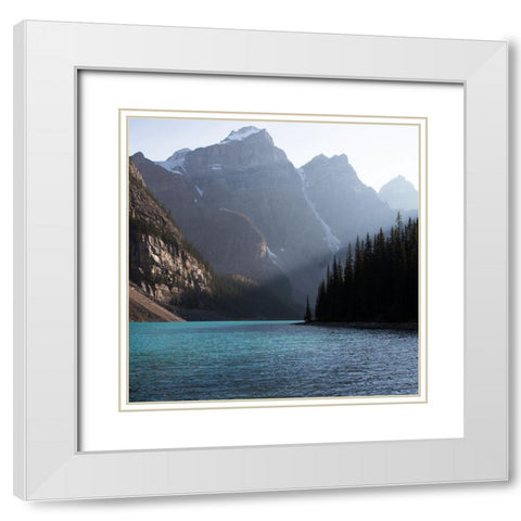 Lake Moraine White Modern Wood Framed Art Print with Double Matting by Robinson, Carol