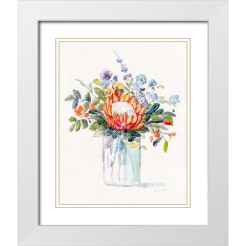 Pretty Protea I White Modern Wood Framed Art Print with Double Matting by Swatland, Sally