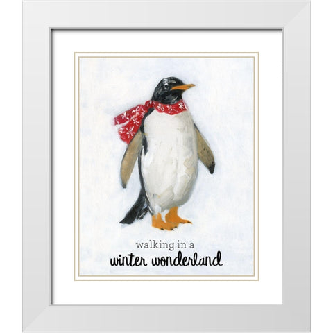 Winter Wonderland Snow Penguin White Modern Wood Framed Art Print with Double Matting by Swatland, Sally